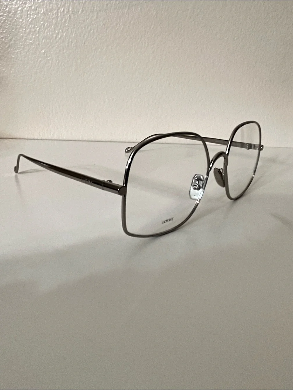 Loewe Silver Hexagonal Metal Frame Glasses
